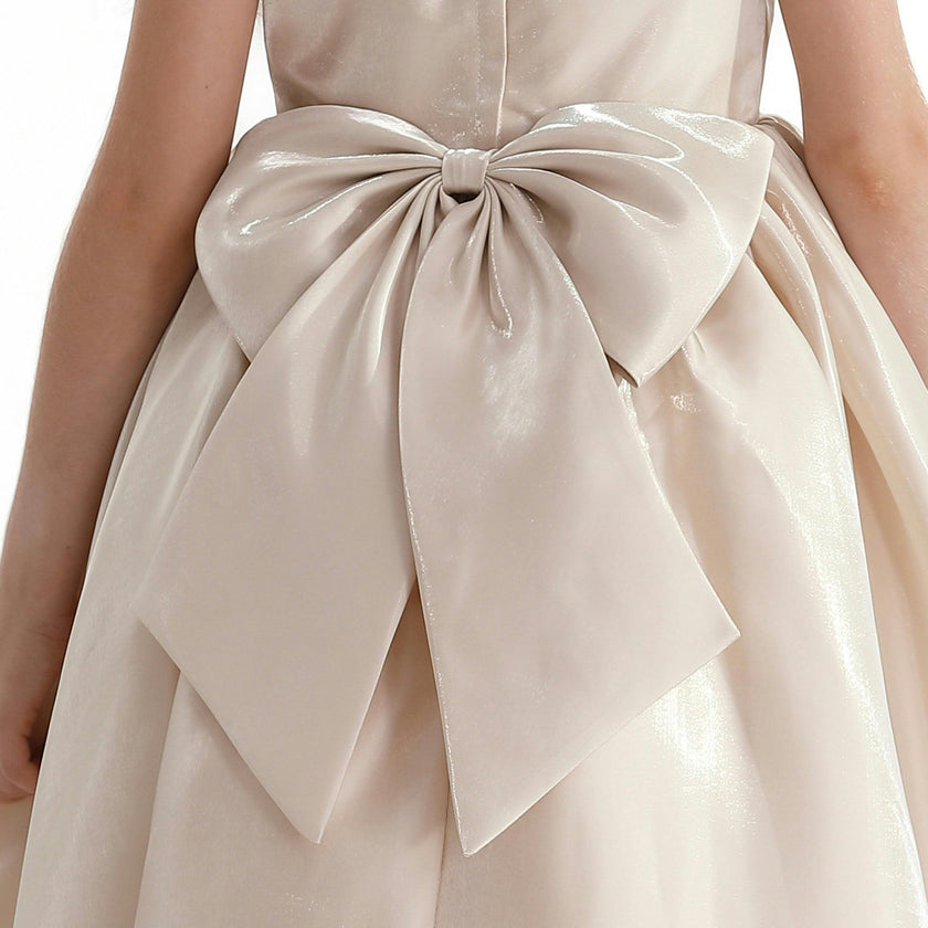 Champagne Bow Long Brea Dress