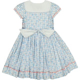 Riviera Blue Floral Short Sleeve Smocked Dress