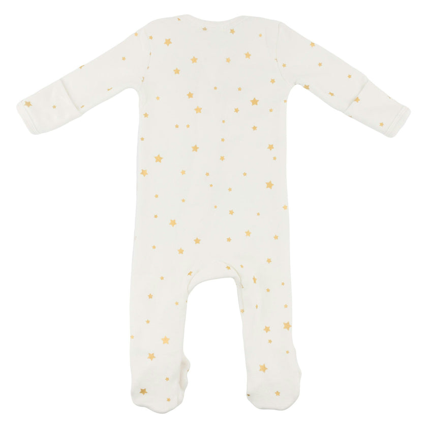 Mini Gold Star Foil Zipper Footie