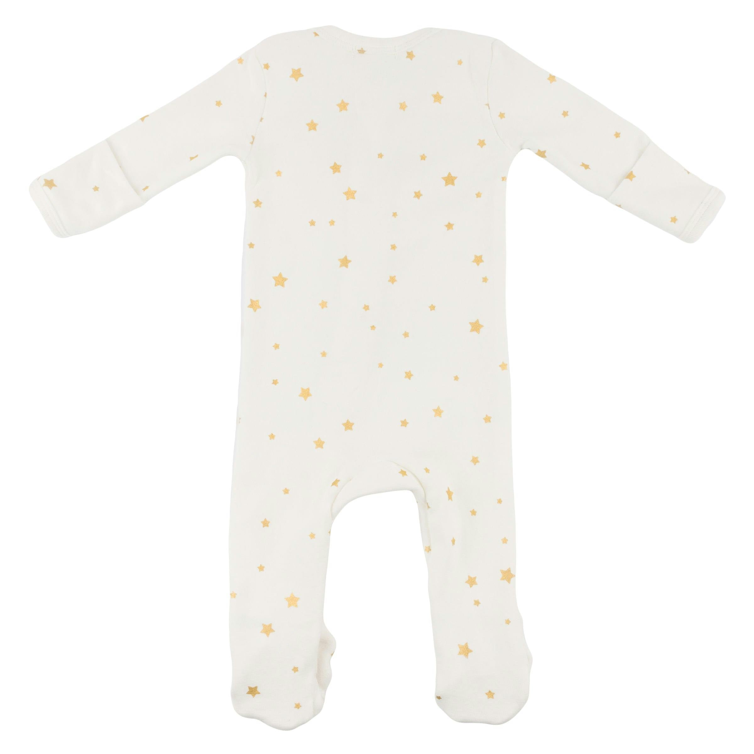 Mini Gold Star Foil Zipper Footie