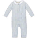 Organic Peter Pan Collar Button Front Sweater Romper, Blue