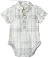 CHAMBRAY/CREAM PLAID HELFORD WOVEN ONESIE