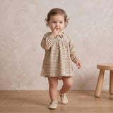 Organic Peter Pan Collar Dress - Oat Gingham
