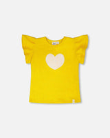 Crinkle Jersey Top Yellow