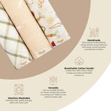 Clementine Cotton Muslin Swaddle Blanket Set (Veggies, Set of 3)