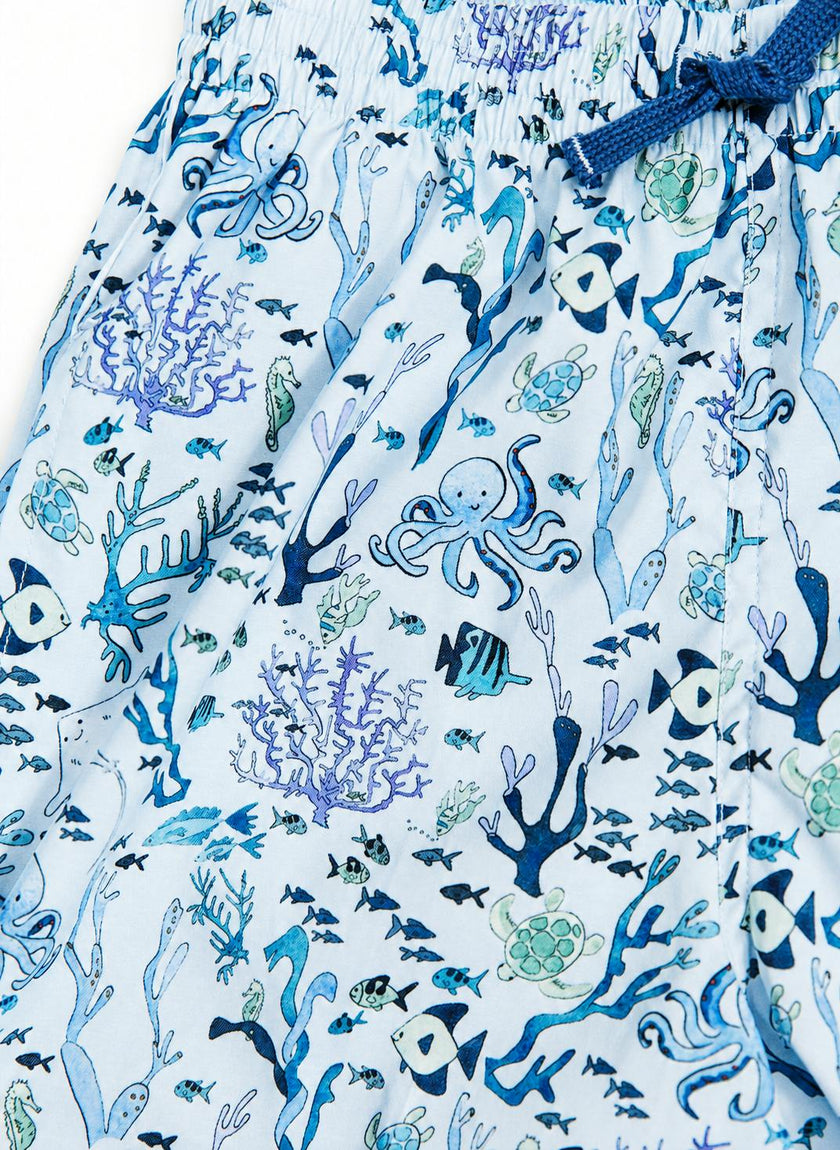 Boys Swim Short - Blue Coral Reef