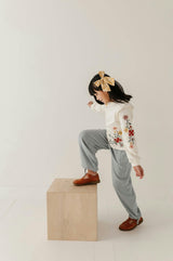 Girls Raw Edge Sweatshirt in Addison Embroidery Floral