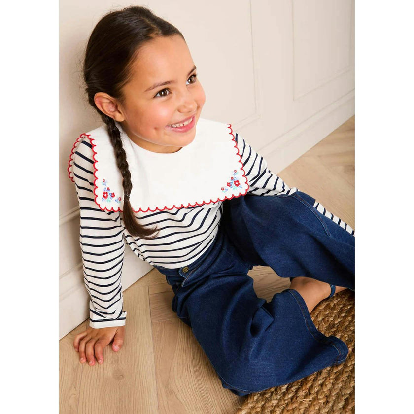 Scallop Detail Wide Leg Jeans in Blue Denim (2-12yrs)