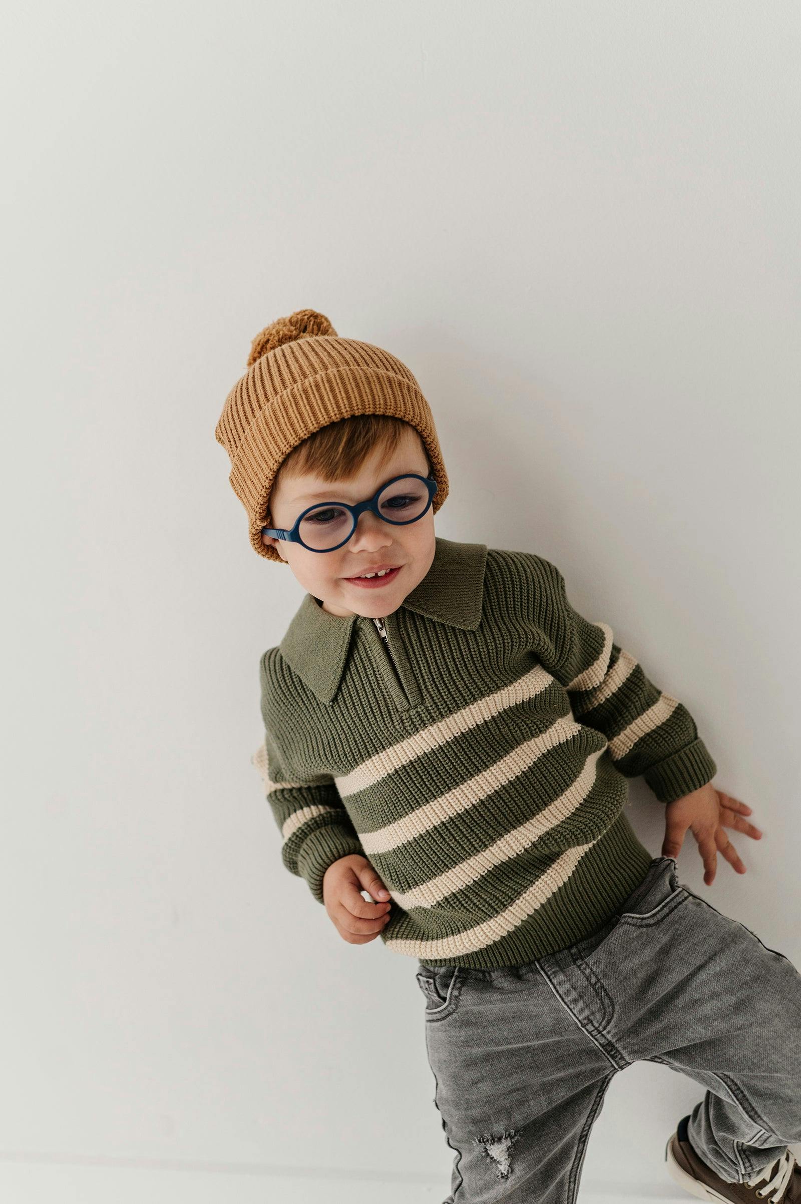 Knit Pom Hat in Camel