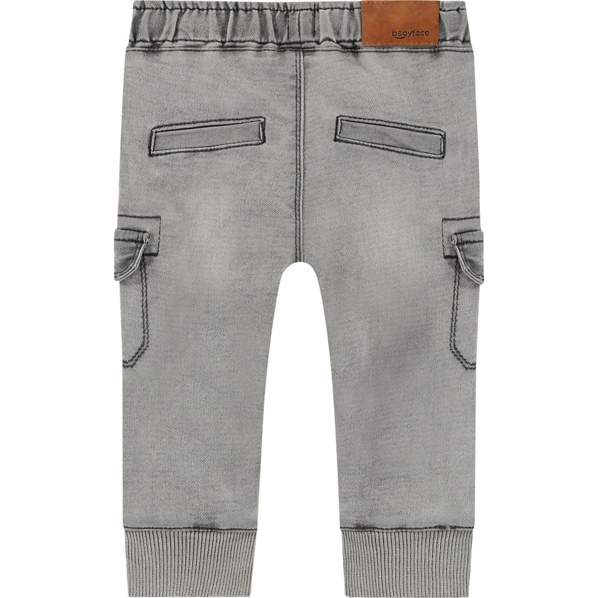 Cuffed Cargo Style Pocket Denim Joggers