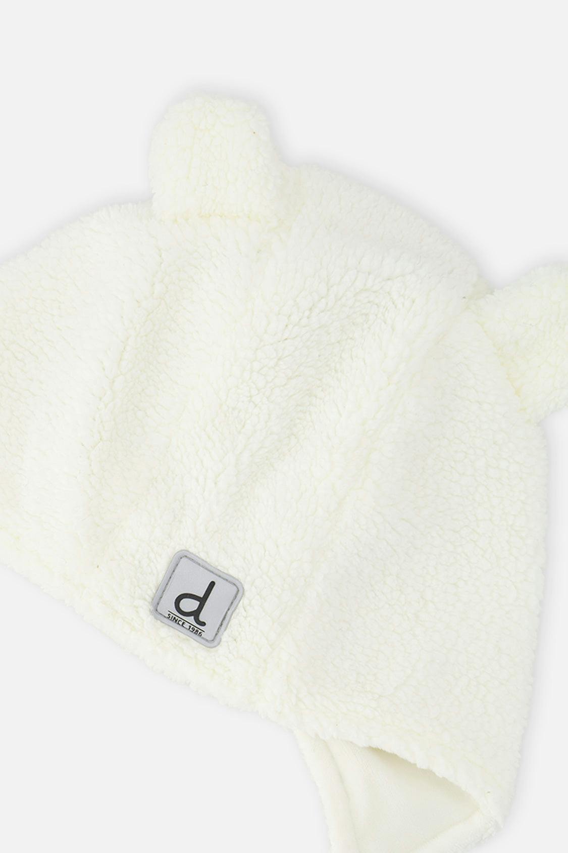 Baby Winter Sherpa Hat With Ear Flaps And Ears Off-White