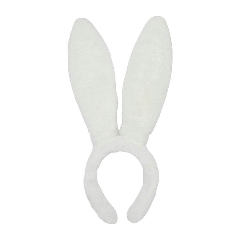 Packed Party Too Cute to Hop Plush Bunny Ears Headband - Trapped Pastel Confetti Interior with Fuzzy White Trim for Easter Parties and Spring Celebrations