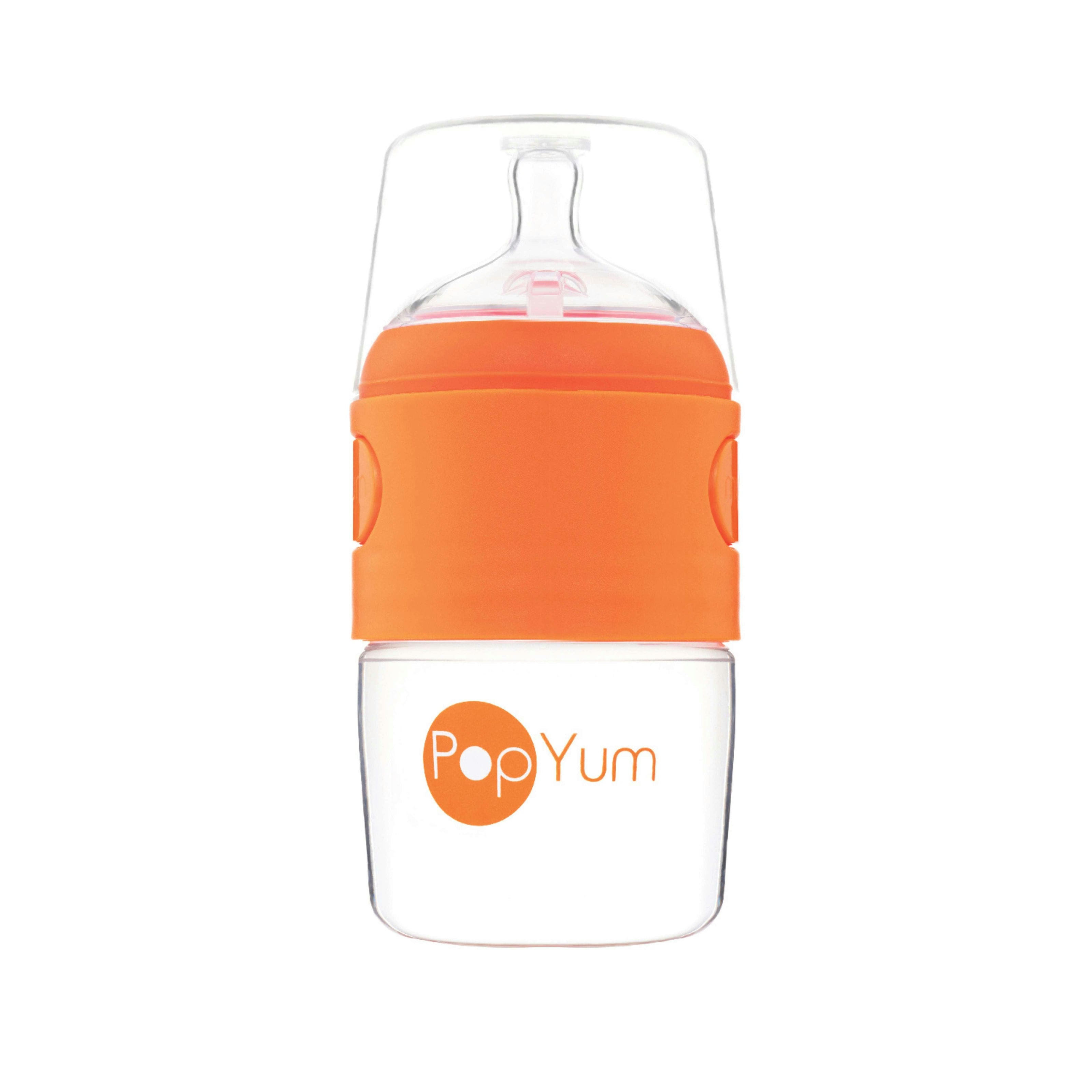 PopYum 5 oz Orange Anti-Colic Formula Making/Mixing/Dispenser Baby Bottle with #1 Slow Flow Nipple, 150 ml, BPA-Free