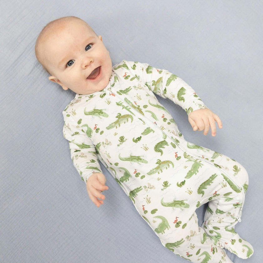 Crayon Alligators - 2 Way Zipper Footie