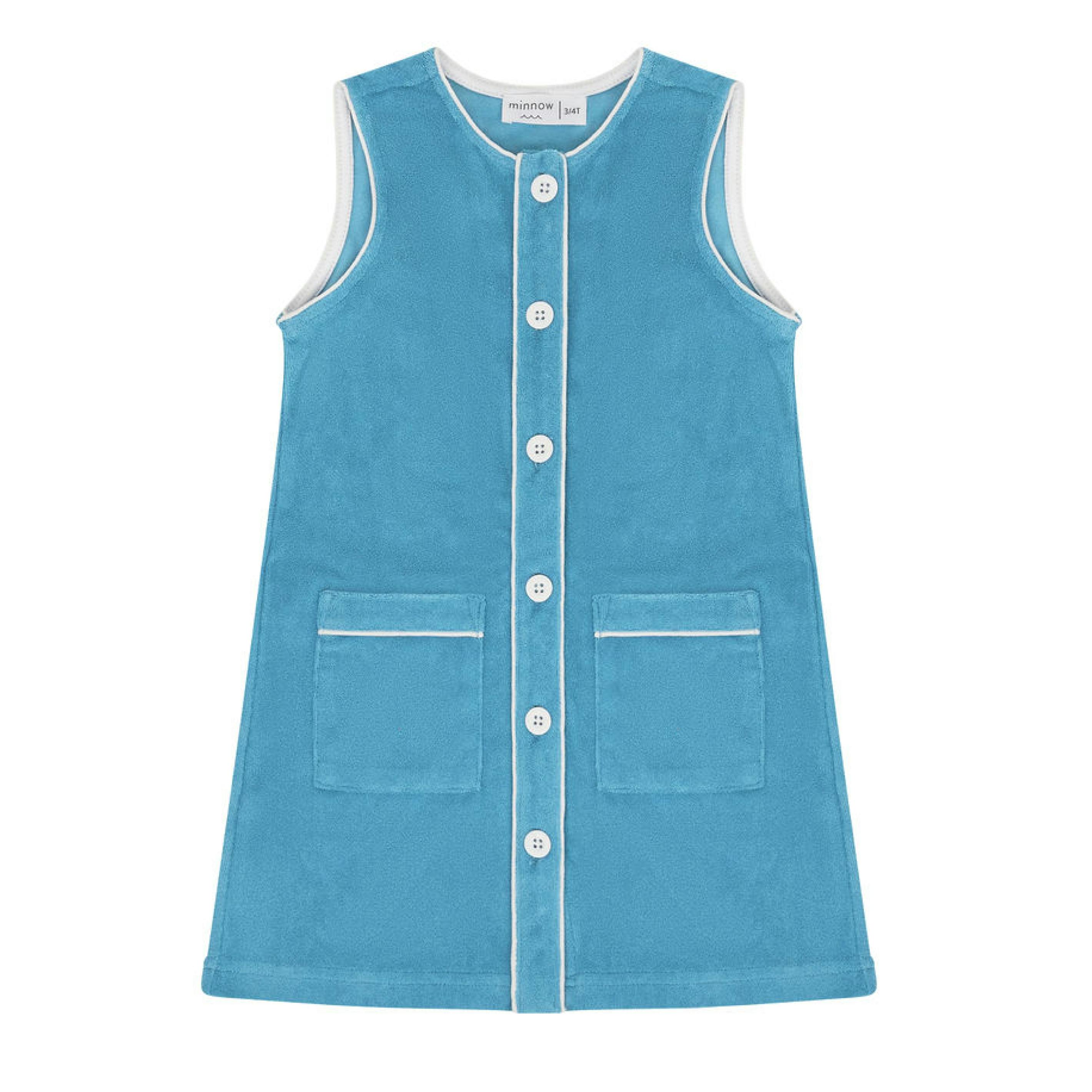 girls cerulean blue button down dress