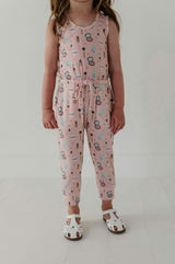 Girls Tank Jumper in Aqua Grey Floral