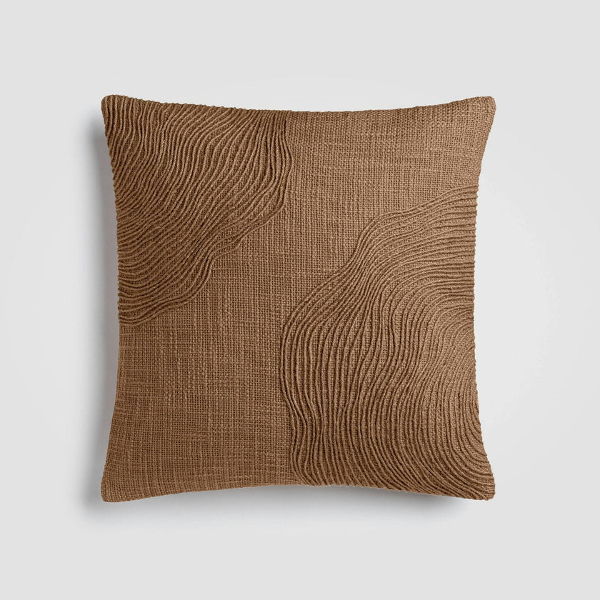 Jute Terrain Beige Textured Woven Throw Pillow