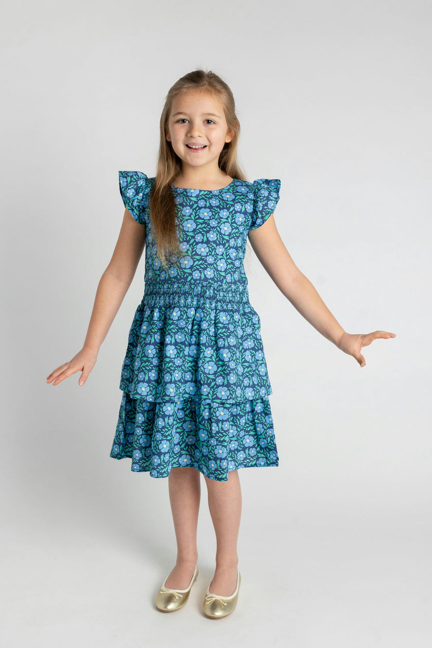 Floral Print Dress W/Waist Ruching