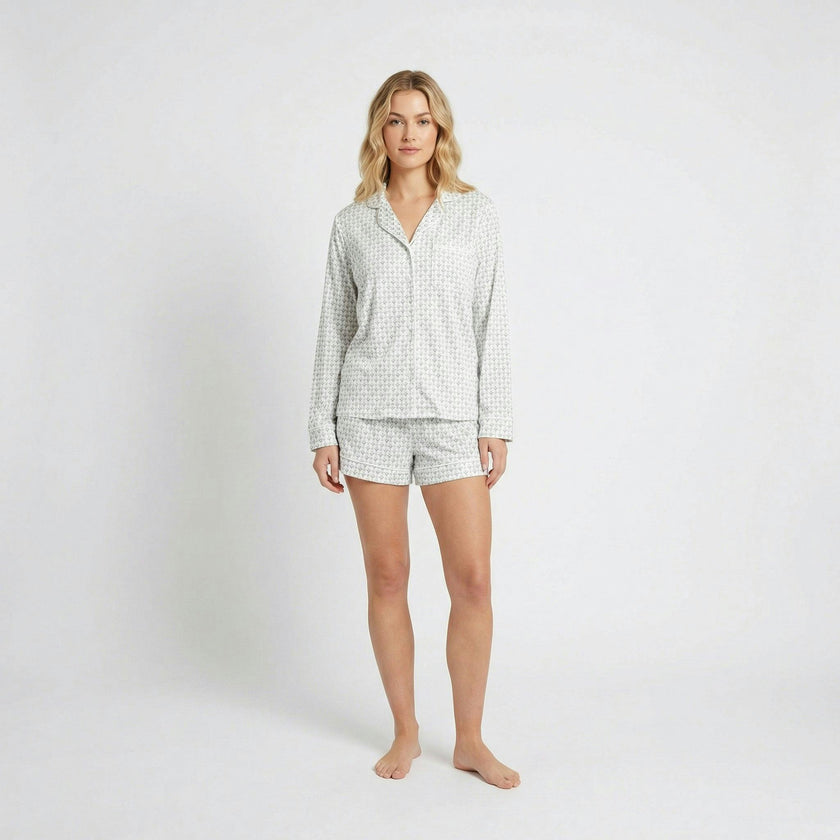 Lavender Lane Long Sleeve & Shorts Bamboo Women's Pajama Set