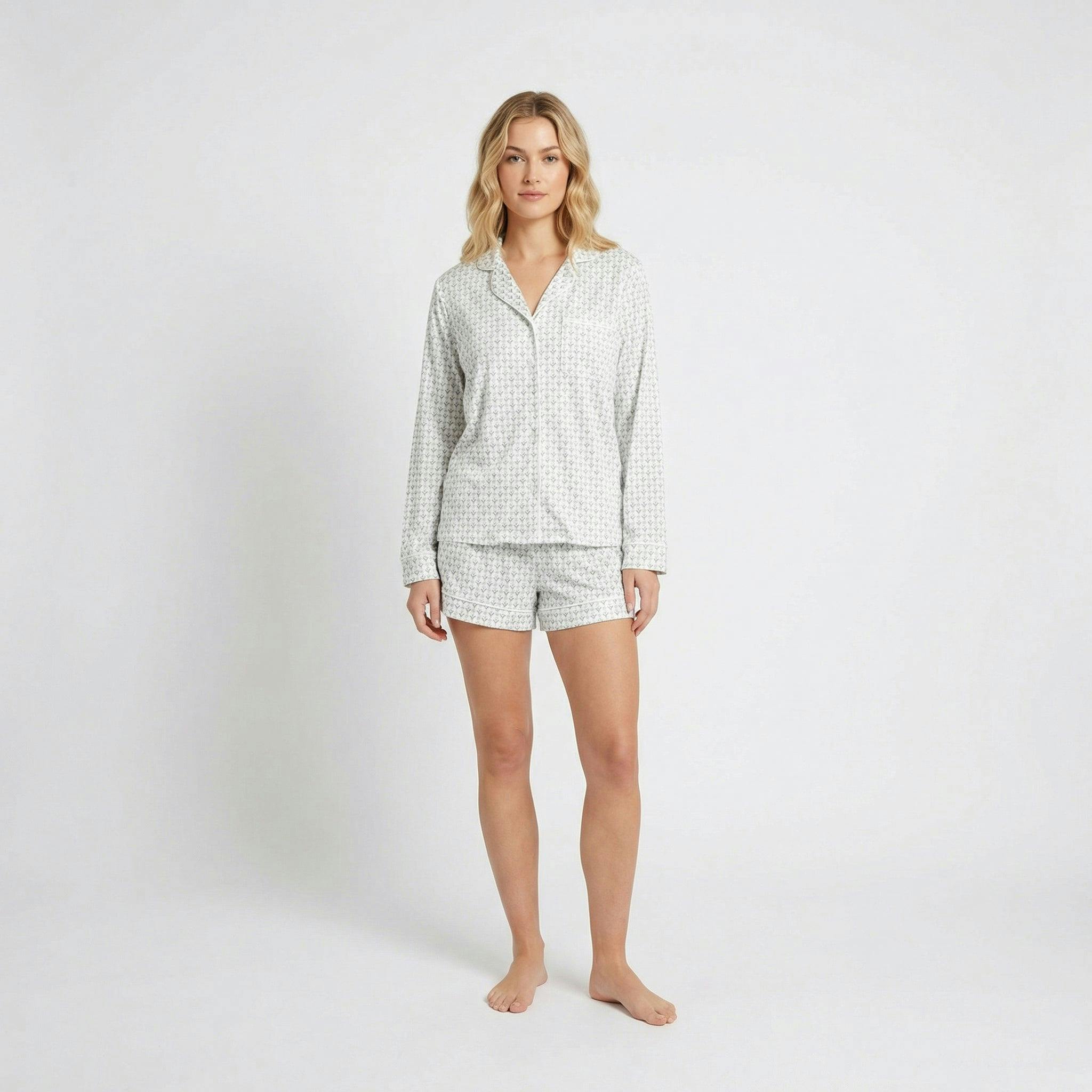 Lavender Lane Long Sleeve & Shorts Bamboo Women's Pajama Set
