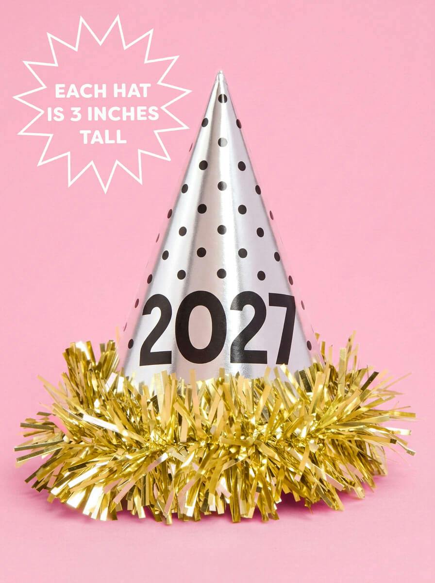 2027 NYE Mini Party Hats - 10 paper cone hats