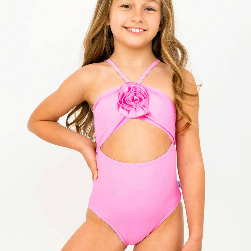 Eliana Rosette Halter One Piece Swimsuit - Pink