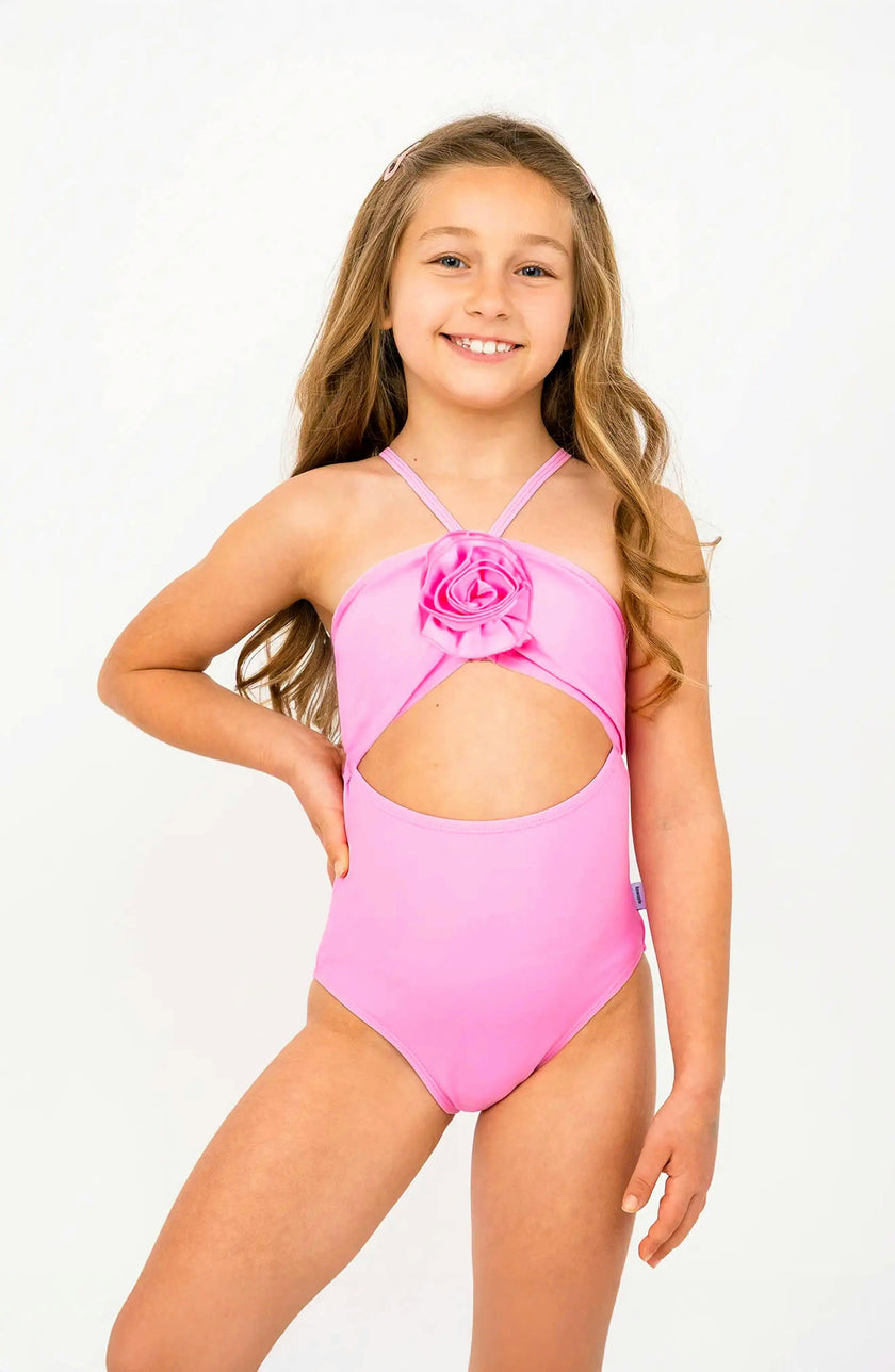 Eliana Rosette Halter One Piece Swimsuit