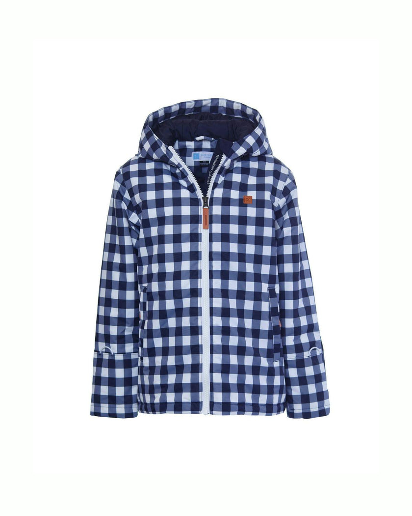 Women's Winter Coat in Navy Gingham