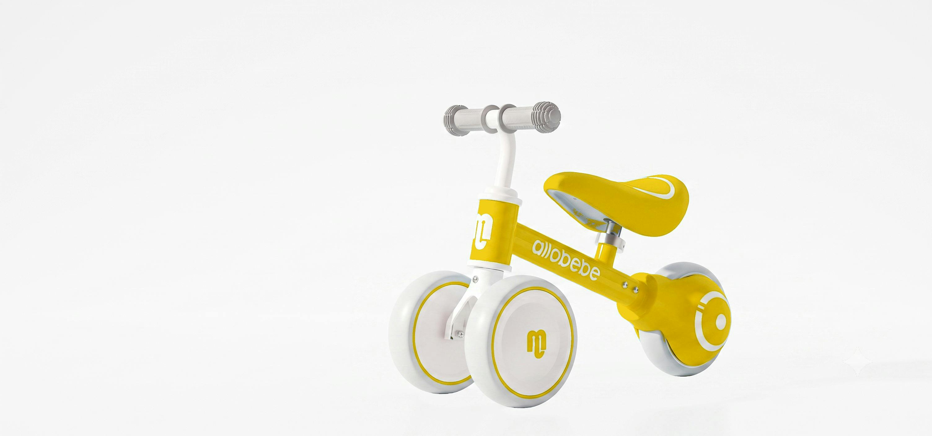 Allobebe Baby Balance Bike for Ages 1-3 – Adjustable Seat, Silent & Soft 3-Wheel Ride-On, Light Blue