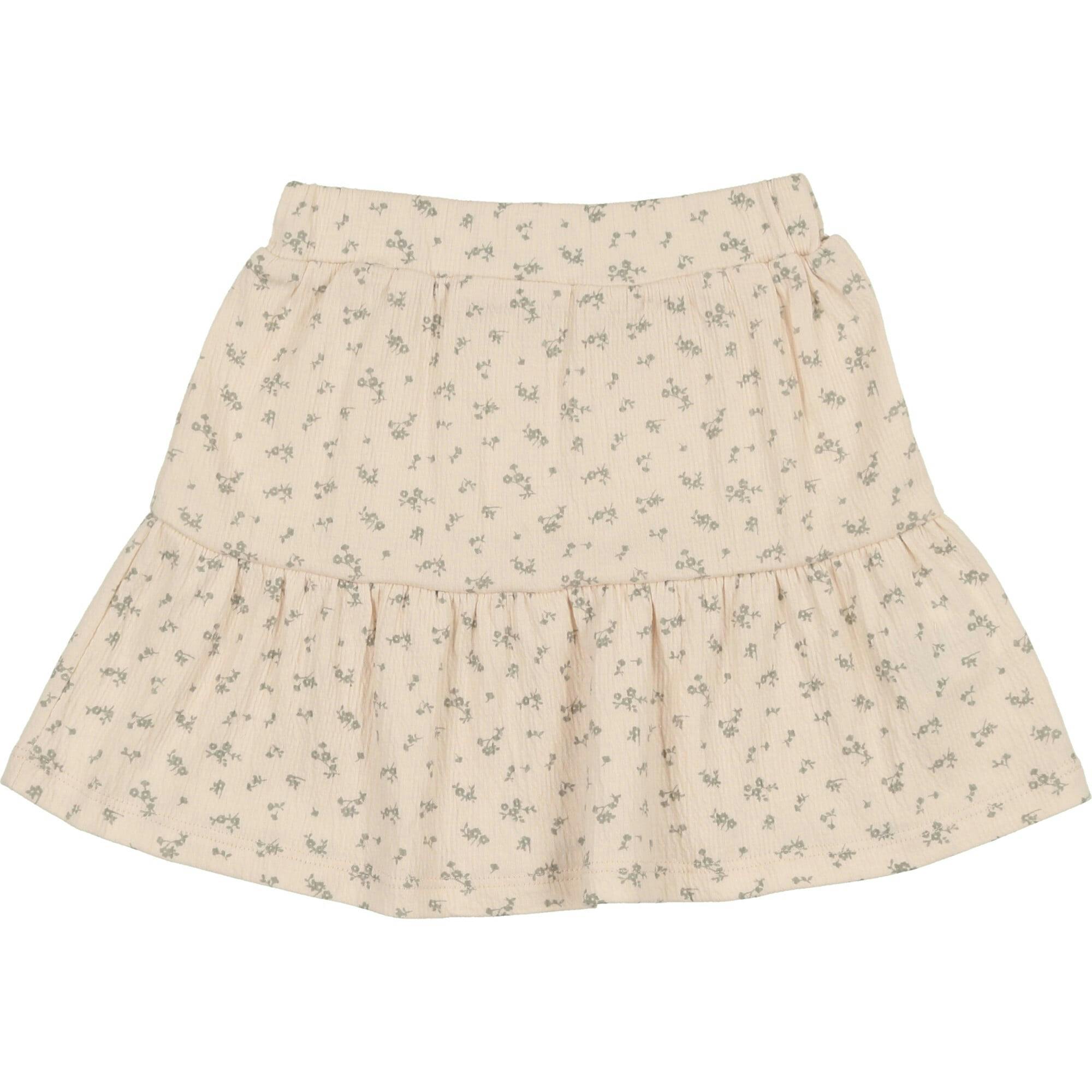 Printed Gauze Tired Ruffle Hem Short Skirt
