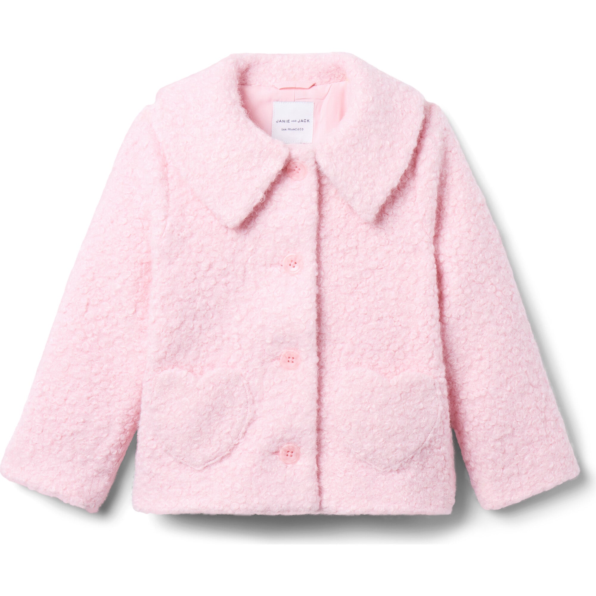 Heart Pocket Sherpa Coat, Pink