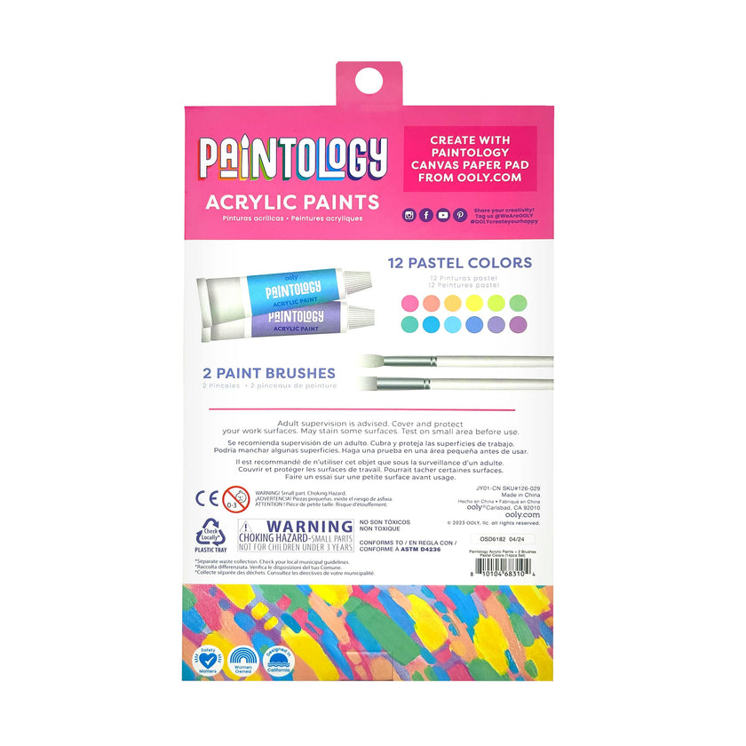 Paintology Acrylic Paints Set - Pastel Colors - Set of 12