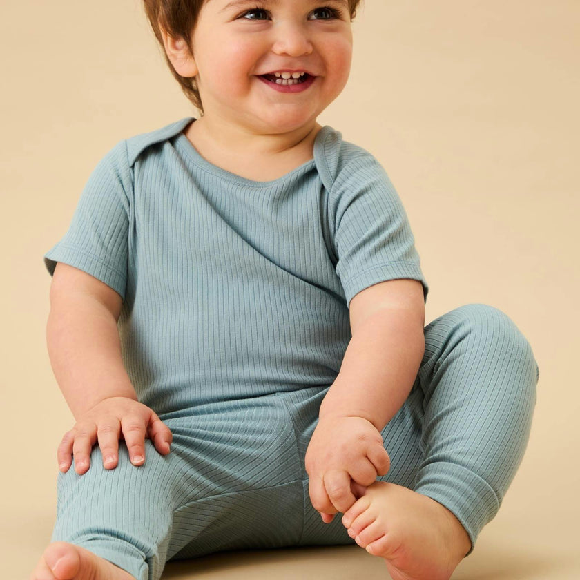 Ribbed Short Sleeve Bodysuit
