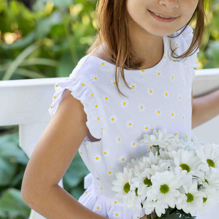 Embroidered Daisy Dress