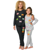 Hacci Sweatshirt with Assorted Color Glitter Chenille Bow Patches