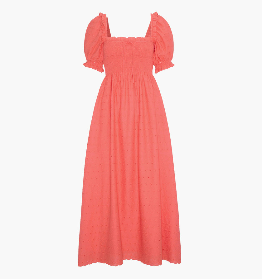 The Scarlett Nap Dress - Coral Daisy Broderie