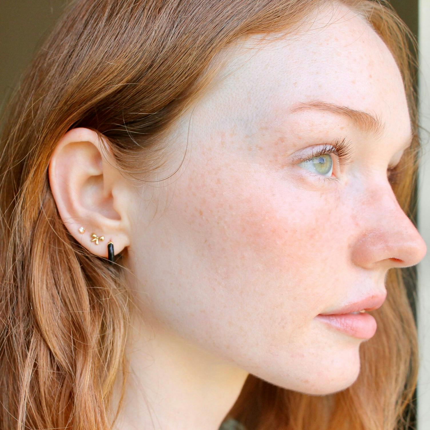 Enamel Huggie Hoop Earrings