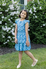 Floral Print Dress W/Waist Ruching