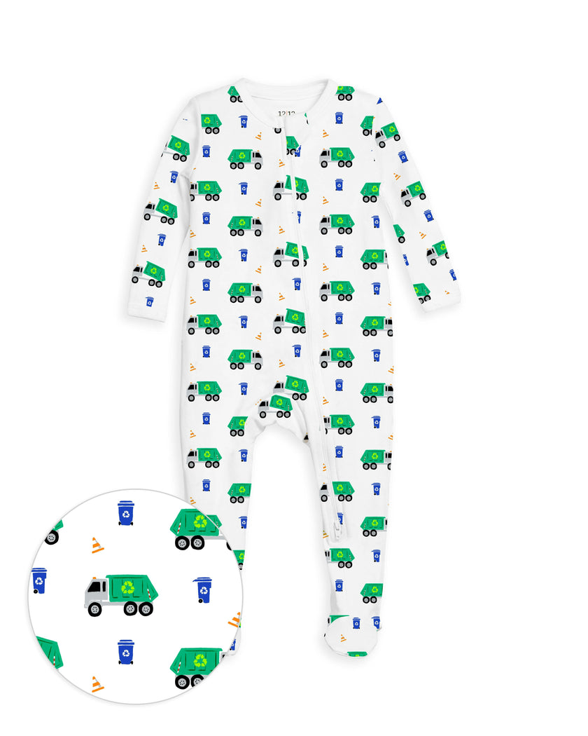 The Organic Zipper Footie [Recycling Trucks]
