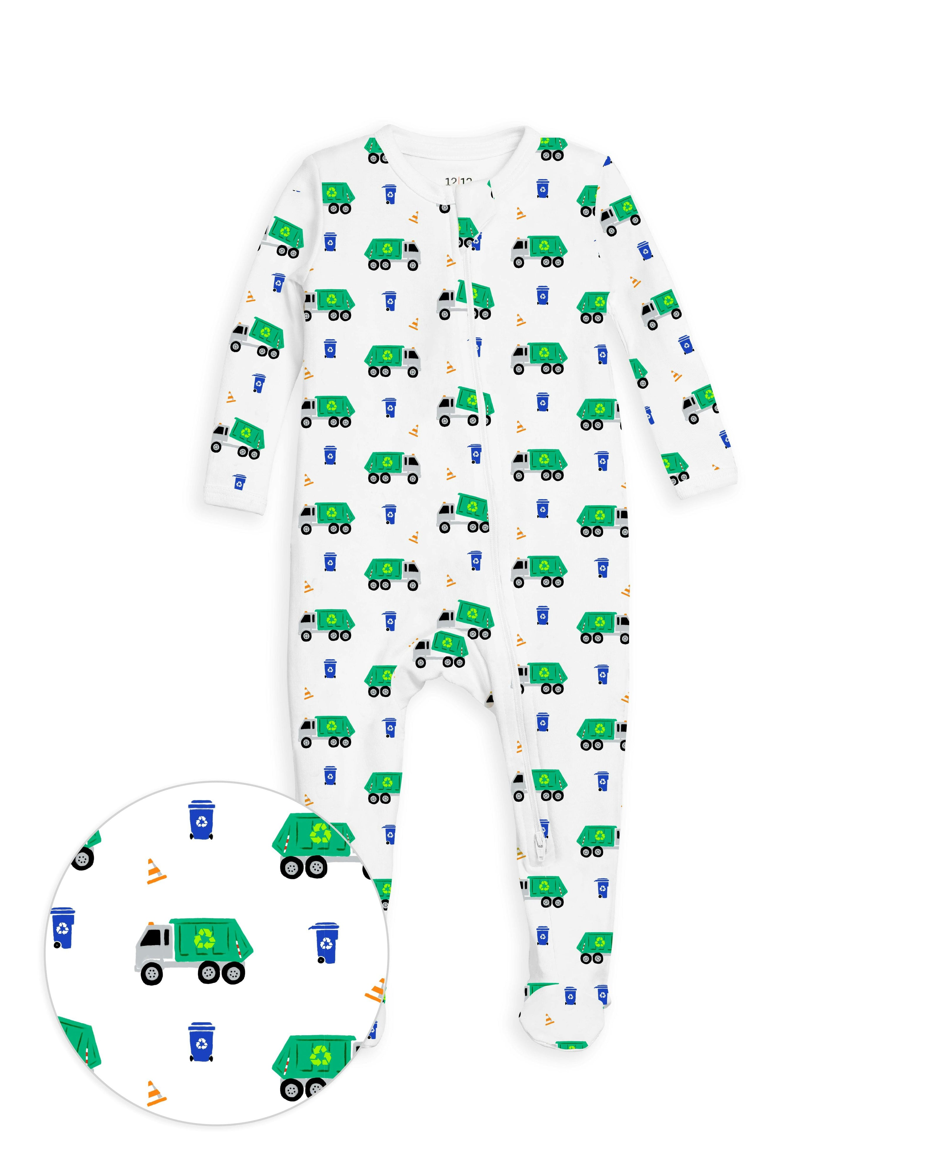 The Organic Zipper Footie [Recycling Trucks]