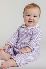 Stripe Knit Longall with Embroidered Flowers