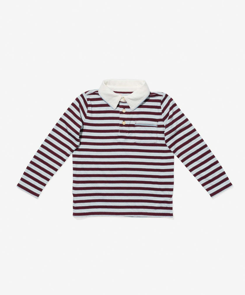Parker Polo, Burgundy Triple Stripe