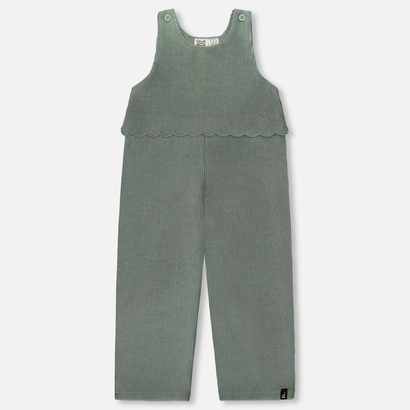 Stretch Velour Faux-Layered Overalls