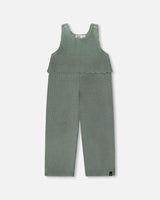 Stretch Velour Faux-Layered Overalls