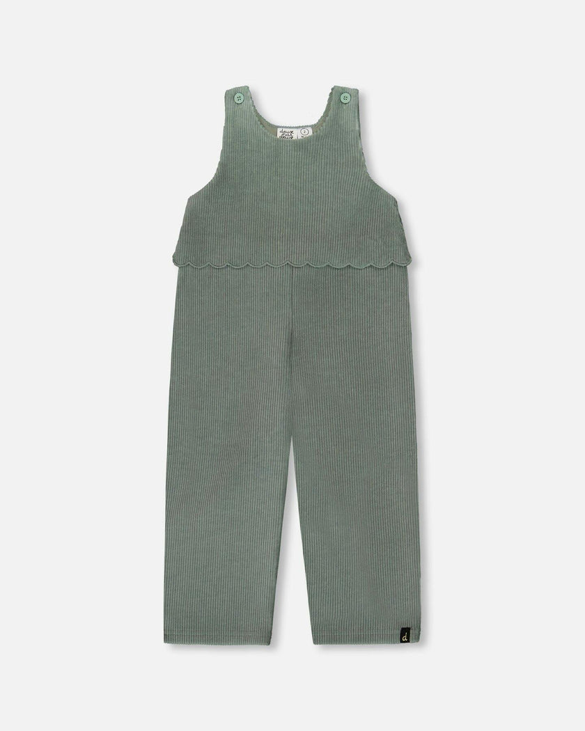 Stretch Velour Faux-Layered Overalls