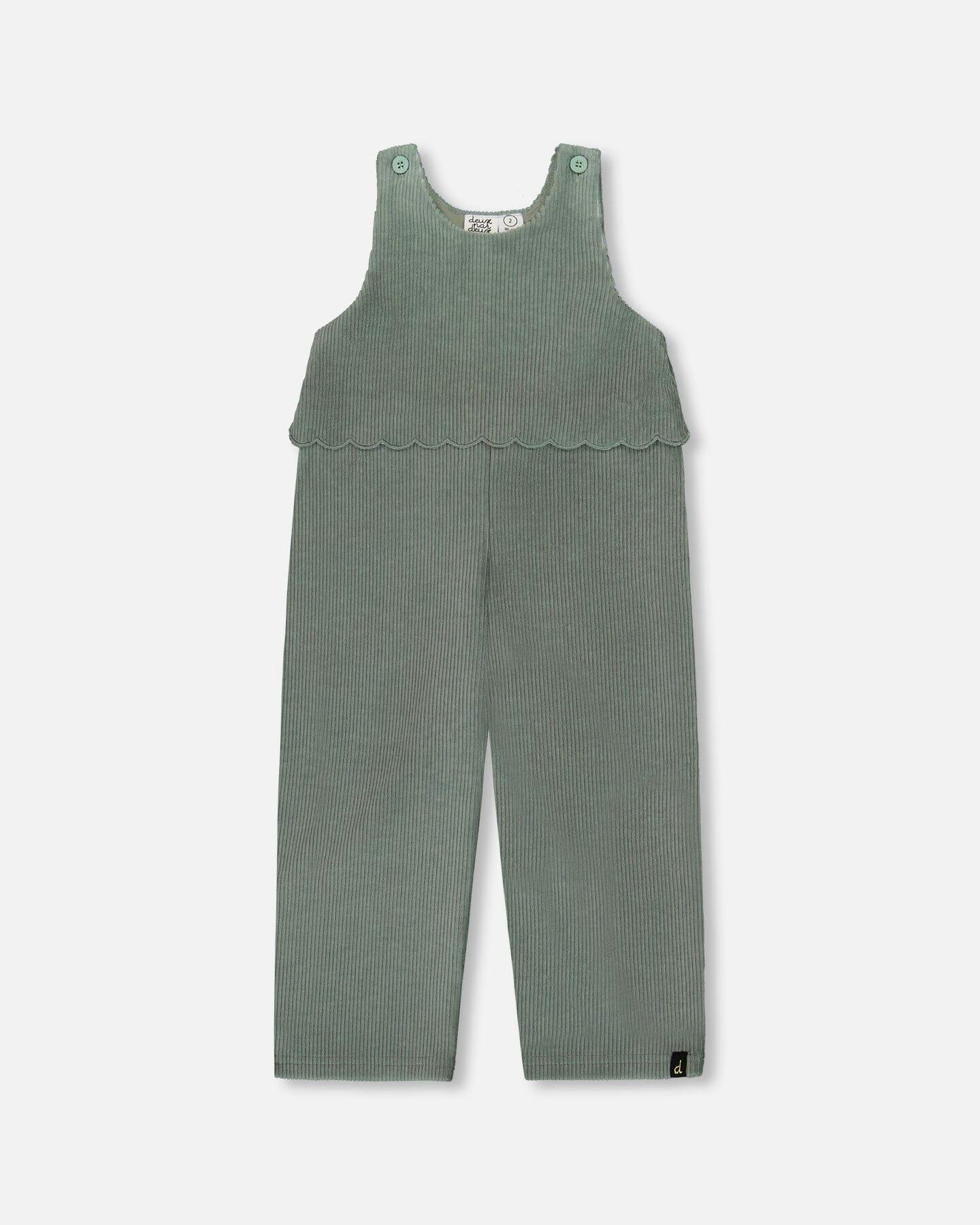 Stretch Velour Faux-Layered Overalls