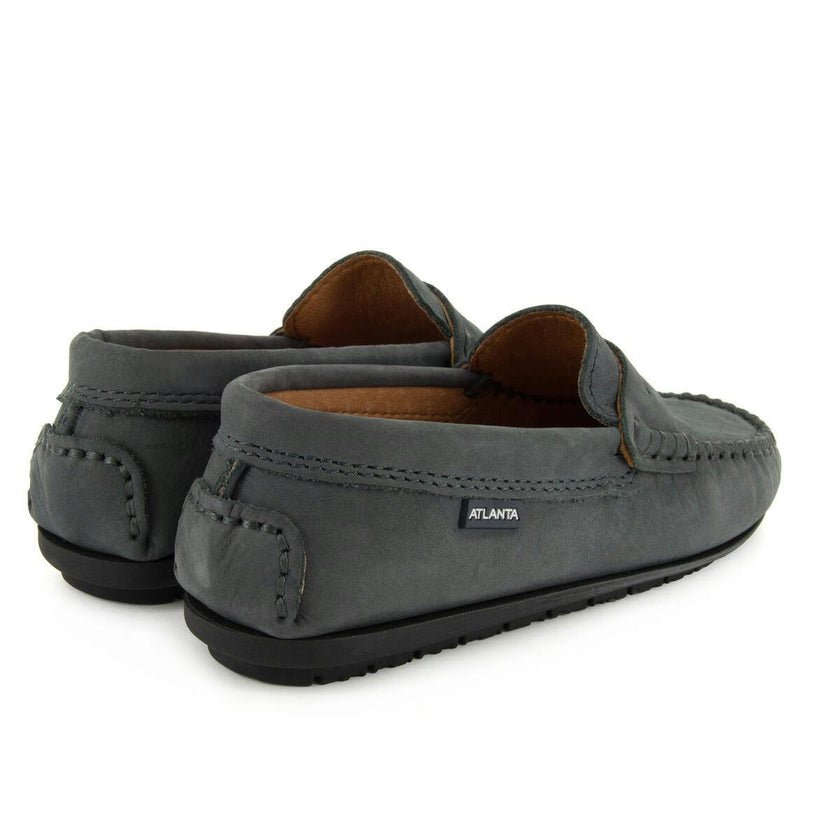 Nubuck Leather Penny Moccasins, Grey