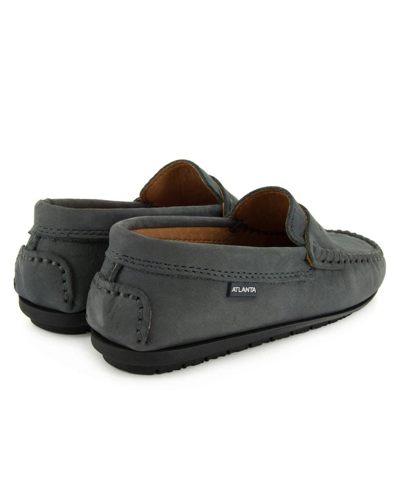 Nubuck Leather Penny Moccasins, Grey
