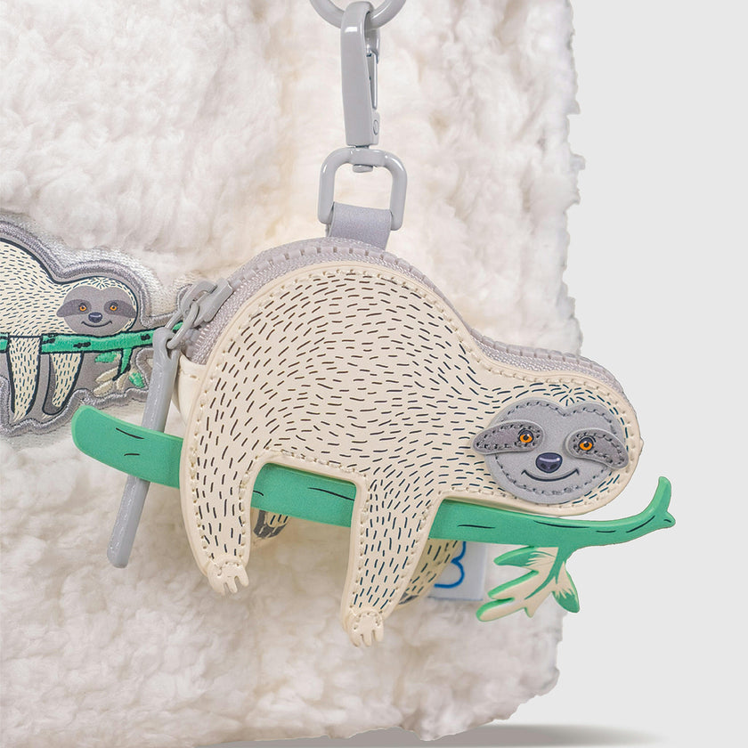 Sherpa Tote Bag – Cozy, Colorful & Convertible with Matching Coin Purse, Lounging Sloth