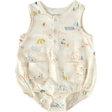 Print Sleeveless Billowy Fit One-Piece, Multi